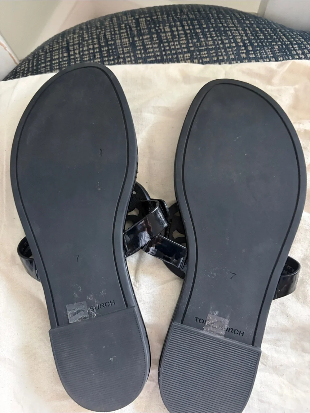 Tory Burch Glossy Black Miller Thong Sandals